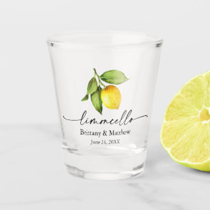 Limoncello Calligrafy Ink Wasserfarbe Lemon Schnapsglas