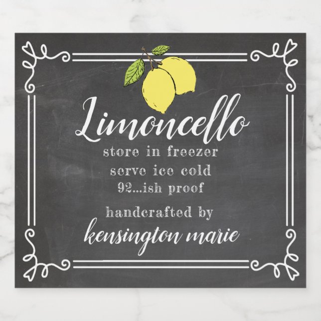 Limoncello Chalk Look Liquor Flasche Etikett | (Einzelnes Label)