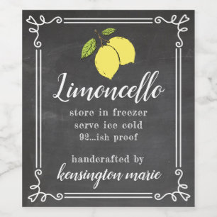 Limoncello Chalk Look Tall Bottle Label   Eigenart Weinetikett