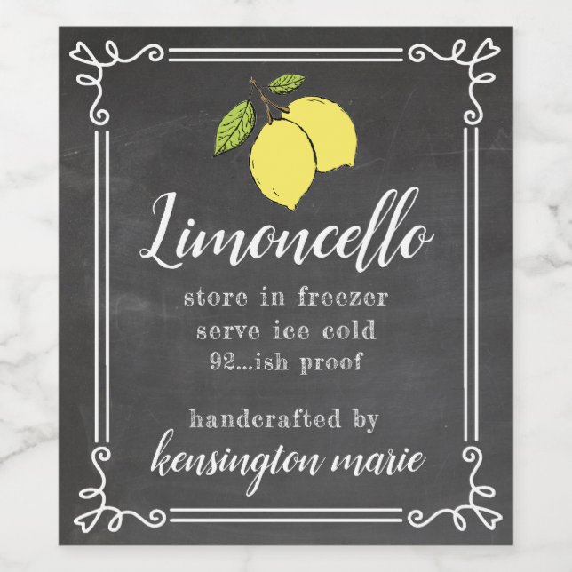 Limoncello Chalk Look Tall Bottle Label | Eigenart Weinetikett (Einzelnes Label)