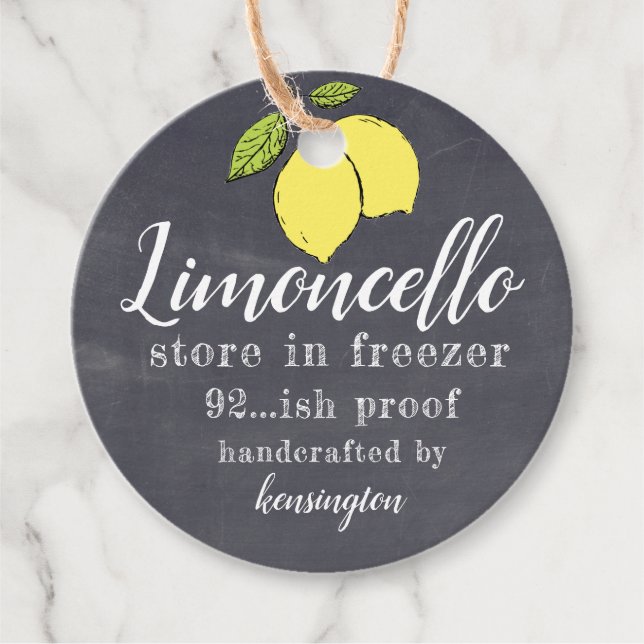 Limoncello Chalkboard Look Flasche Geschenkanhänger (Vorderseite)
