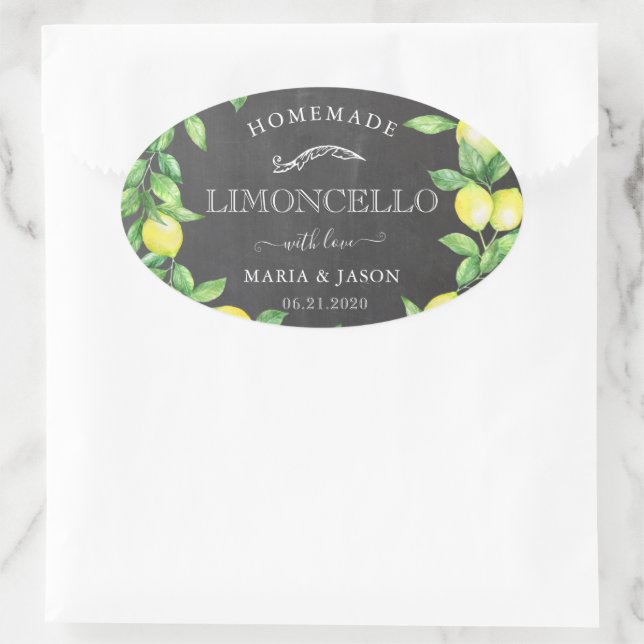Limoncello Chalkboard Monogram Fevor Ovaler Aufkleber (Tasche)