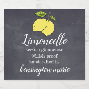 Limoncello Chalkboard suchen Sie nach einer kleine Alkoholflaschenetikett