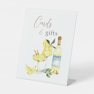 Limoncello Cocktail Brautparty Geschenke und Karte Sockelschild