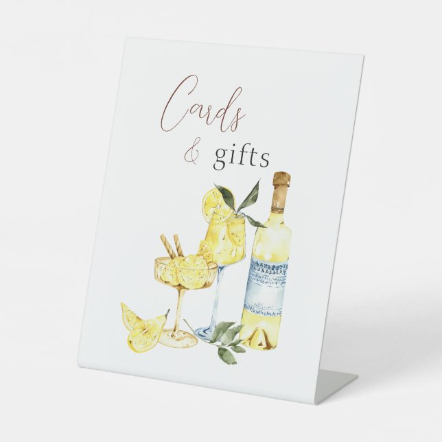 Limoncello Cocktail Brautparty Geschenke und Karte Sockelschild (Vorderseite)