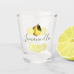 Limoncello Elegante Script Watercolor Lemon Schnapsglas