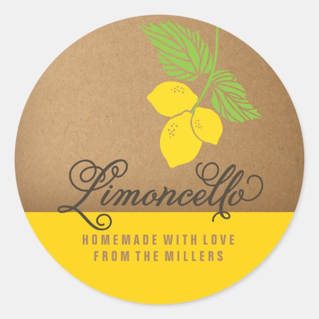 Limoncello-Etikett, 3 Zoll, rund lemonolischer Auf Runder Aufkleber (Vorderseite)