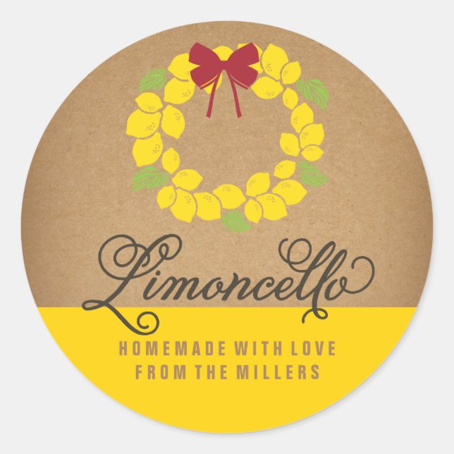 Limoncello-Etikett, 3 Zoll, rund lemonolischer Auf Runder Aufkleber (Vorderseite)