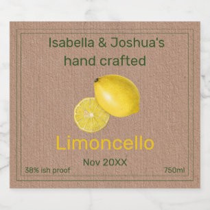 Limoncello-Etikett auf Kraft-Farbpapier Alkoholflaschenetikett