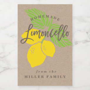 Limoncello-Etikett, kleine Flasche, Miniflasche Lebensmitteletikett