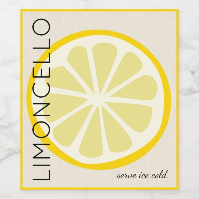 Limoncello-Etikett mit Lemon-Bild | Weinetikett (Einzelnes Label)
