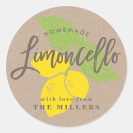 Limoncello-Etikett, Zitronenillustrierung Runder Aufkleber
