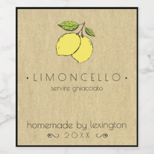 Limoncello Flaschenetikett mit Zeichnend Zitronen  Weinetikett