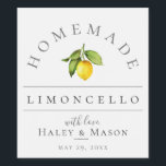 Limoncello Getränkesiegel Weinetikett<br><div class="desc">Hübsche Wasserfarben Zitrone und Blätter,  Limoncello Getränke-Label. Entworfen,  um unsere Citrus Orchard Kollektion zu entsprechen.</div>