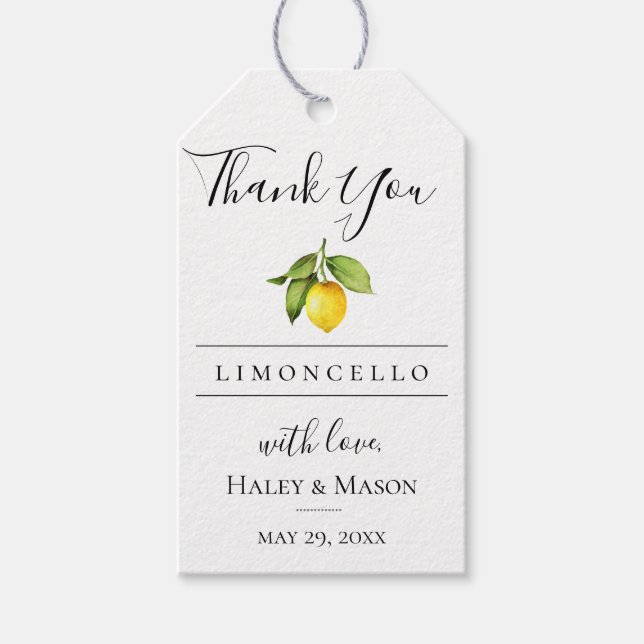 Limoncello Gevor Vielen Dank, Geschenk Tag Geschenkanhänger (Vorderseite)