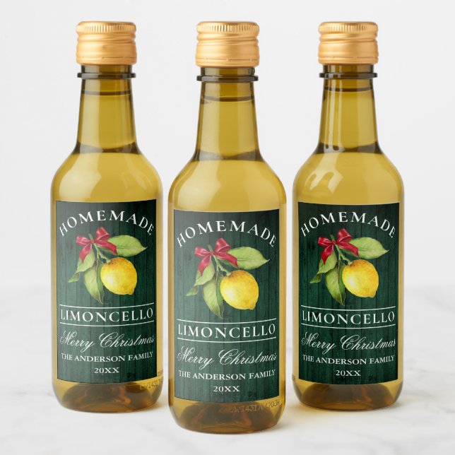Limoncello Green Wood Christmas Mini Flasche Label Weinetikett (Flaschen)