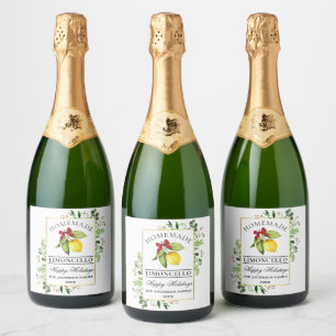 Limoncello Greenery Happy Holidays Flaschen Labels