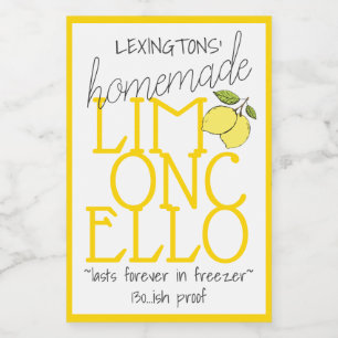 Limoncello hausgemachte Flasche   Lebensmitteletikett