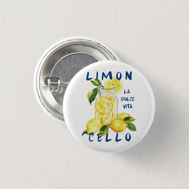 Limoncello La Dolce Vita Souvenir Italy Lover Button (Vorne & Hinten)