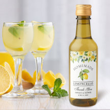 Limoncello Lemon Floral Mini Étiquettes bouteille