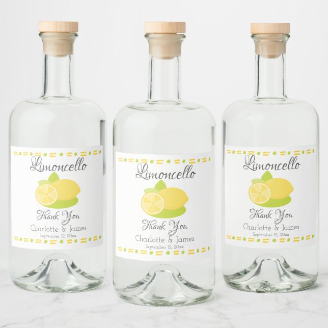 Limoncello Lemon Fruit Personalisiert Vielen Dank Alkoholflaschenetikett (Flaschen)