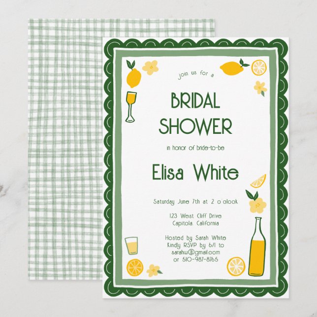 Limoncello Lemonade CUSTOM Brautparty Einladung (Vorne/Hinten)