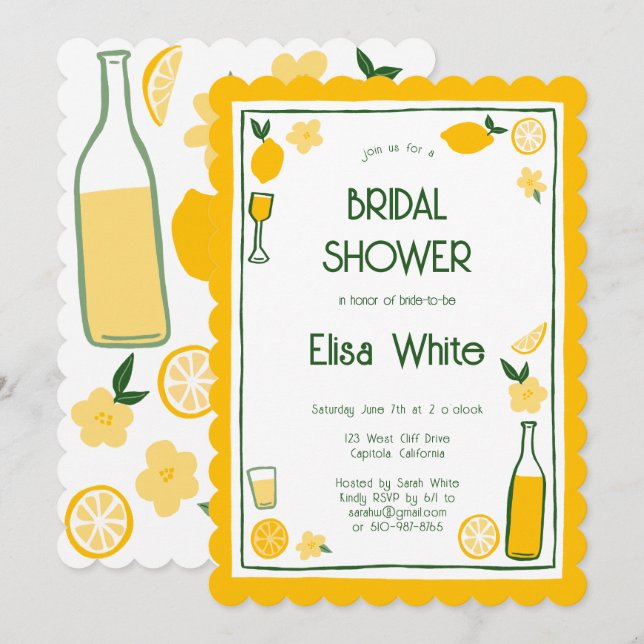 Limoncello Lemonade CUSTOM Brautparty Einladung (Vorne/Hinten)
