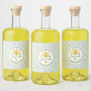 Limoncello Lemonade Lemon Gingham Handmade CUSTOM Alkoholflaschenetikett