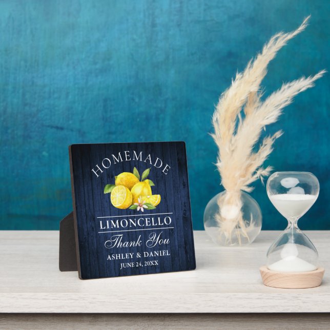 Limoncello Lemons Blue Wood Print Wedding Fotoplatte (InSitu)