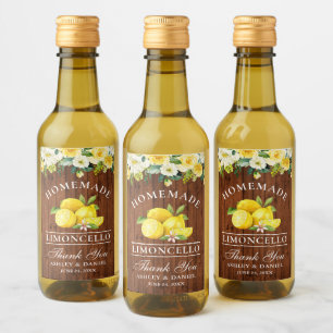 Limoncello Lemons Floral Bois Mini Étiquettes bout