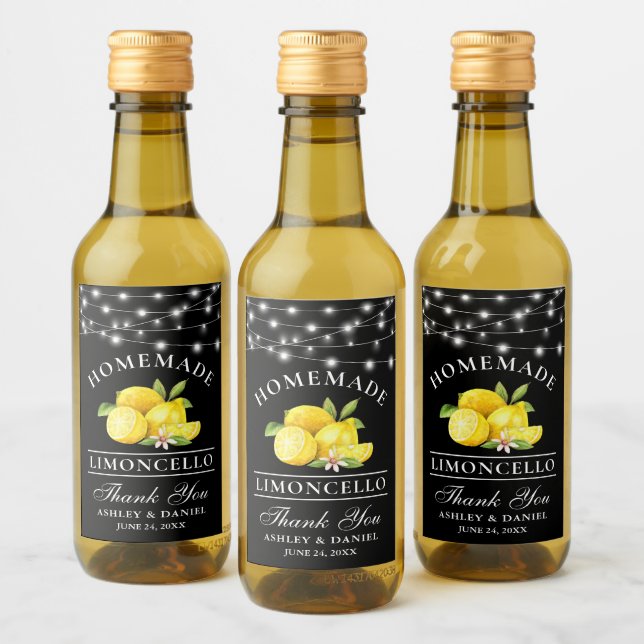 Limoncello Lights Black Mini Flasche Label Weinetikett (Flaschen)