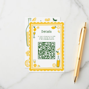 Limoncello-Limonade Individueller QR-Junggesellinn Begleitkarte