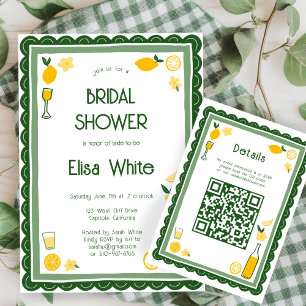 Limoncello-Limonade Individueller QR-Junggesellinn Begleitkarte