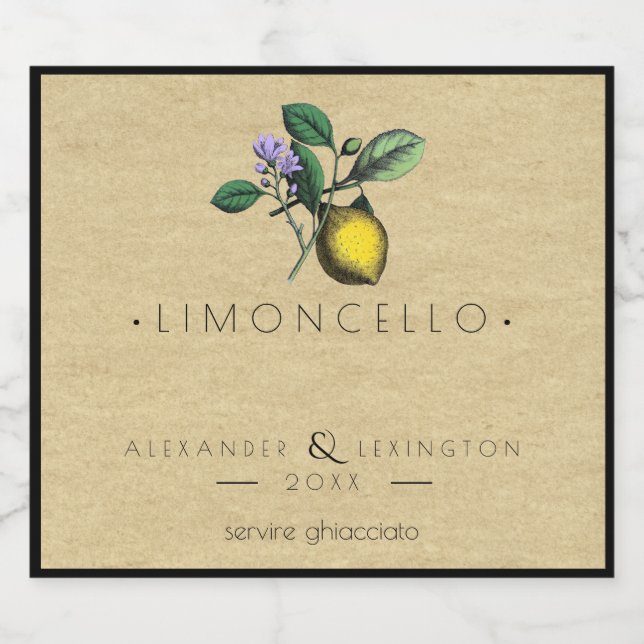 Limoncello Petite Bouteille Étiquette Mariage Fave (Étiquettes simples)