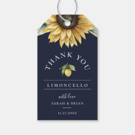 Limoncello Sunflower Favor Navy Blue Vielen Dank Geschenkanhänger