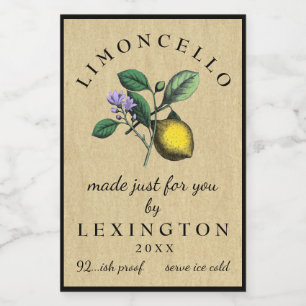 Limoncello Vintag Lemon Illustration Lebensmitteletikett