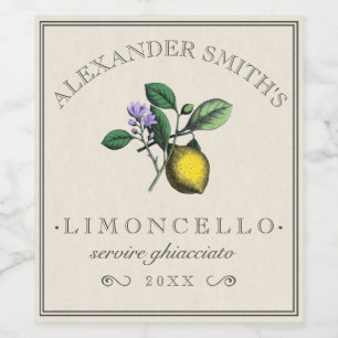 Limoncello Vintage citron Étiquette d'illustration