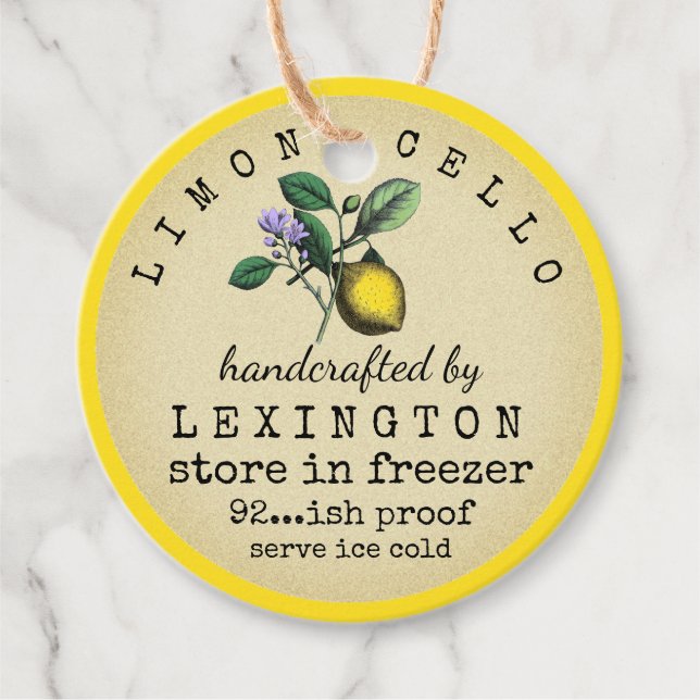 Limoncello Vintages Round Bottle Hanging Geschenkanhänger (Vorderseite)