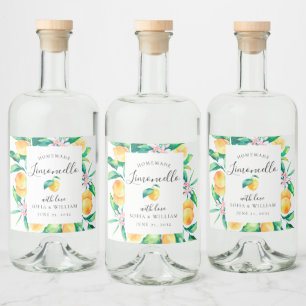 Limoncello-Wasserfarben-Limonen-Likör-Flaschenetik Alkoholflaschenetikett