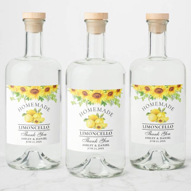 Limoncello Watercolor Alkoholflaschenetikett (Flaschen)