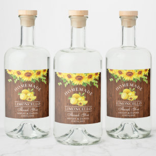 Limoncello Watercolor Sonnenblumen Holz Alkoholflaschenetikett