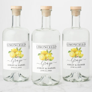 Limoncello Wedding Grazie Alkoholflaschenetikett