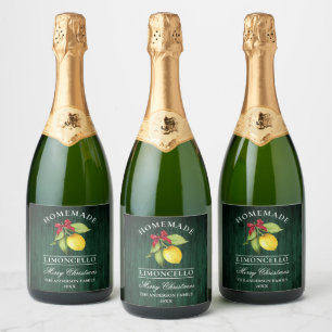 Limoncello Weihnachts-Grünholz-Flaschenetikett