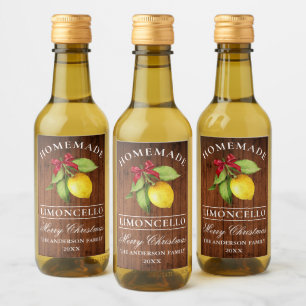 Limoncello Wood Christmas Mini Flasche Label Weinetikett