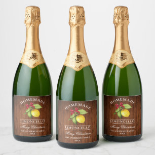 Limoncello Wood Frohe Weihnachtsflasche Etikett