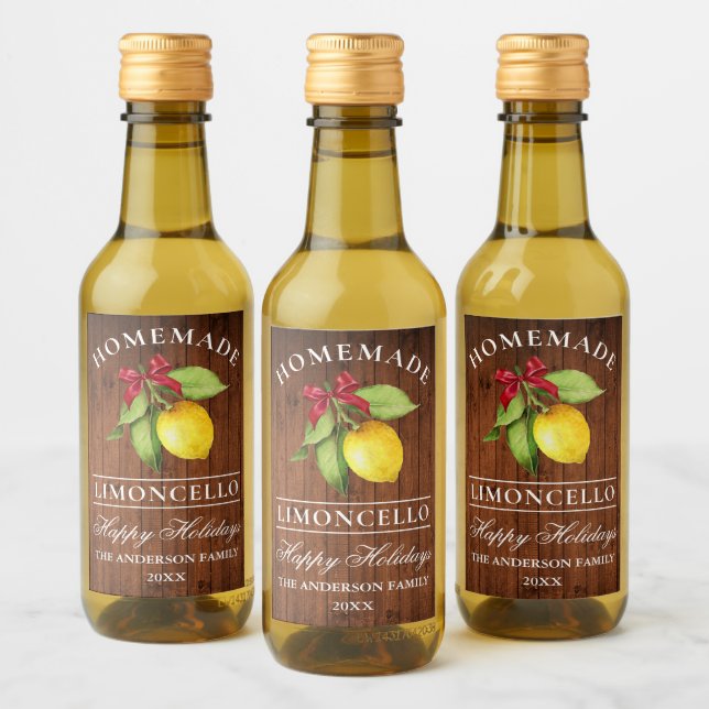 Limoncello Wood Holiday Mini Flaschenetikett Weinetikett (Flaschen)
