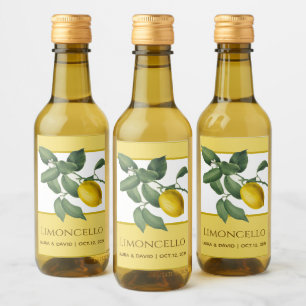 Limoncello Yellow Lemon Green Blätter Citrus Blume Weinetikett