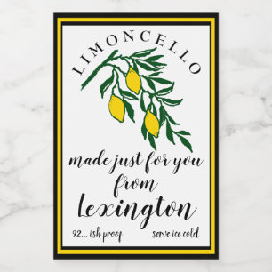 Limoncello-Zitronen auf dem Etikett für Zweigflasc