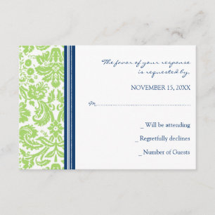 Limone blaue Damast UAWG Hochzeits-Karte RSVP Karte