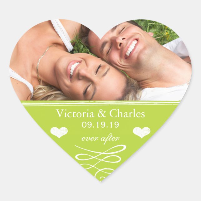 Limone Chalkboard-Hochzeit Speichern Sie das Date- Herz-Aufkleber (Vorderseite)